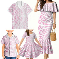 Pink New Zealand Puhoro Maori Tattoo Family Matching Mermaid Dress and Hawaiian Shirt LT14 - Polynesian Pride