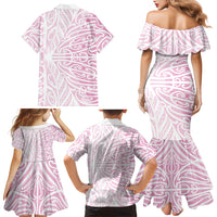 Pink New Zealand Puhoro Maori Tattoo Family Matching Mermaid Dress and Hawaiian Shirt LT14 Mom's Dress Pink - Polynesian Pride