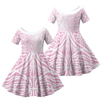 Pink New Zealand Puhoro Maori Tattoo Family Matching Mermaid Dress and Hawaiian Shirt LT14 Daughter's Dress Pink - Polynesian Pride