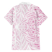 Pink New Zealand Puhoro Maori Tattoo Family Matching Off The Shoulder Long Sleeve Dress and Hawaiian Shirt LT14 - Polynesian Pride