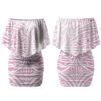 Pink New Zealand Puhoro Maori Tattoo Family Matching Off Shoulder Short Dress and Hawaiian Shirt LT14 Mom's Dress Pink - Polynesian Pride