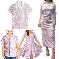 Pink New Zealand Puhoro Maori Tattoo Family Matching Puletasi and Hawaiian Shirt LT14 - Polynesian Pride