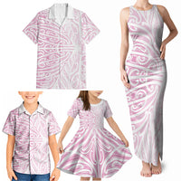 Pink New Zealand Puhoro Maori Tattoo Family Matching Tank Maxi Dress and Hawaiian Shirt LT14 - Polynesian Pride