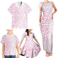 Pink New Zealand Puhoro Maori Tattoo Family Matching Tank Maxi Dress and Hawaiian Shirt LT14 - Polynesian Pride