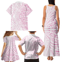 Pink New Zealand Puhoro Maori Tattoo Family Matching Tank Maxi Dress and Hawaiian Shirt LT14 - Polynesian Pride