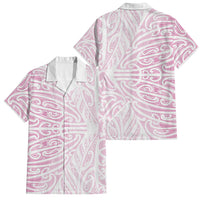 Pink New Zealand Puhoro Maori Tattoo Family Matching Tank Maxi Dress and Hawaiian Shirt LT14 Dad's Shirt - Short Sleeve Pink - Polynesian Pride