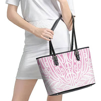Pink New Zealand Puhoro Maori Tattoo Leather Tote Bag LT14 - Polynesian Pride