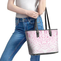 Pink New Zealand Puhoro Maori Tattoo Leather Tote Bag LT14 - Polynesian Pride