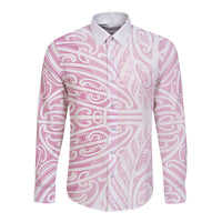 Pink New Zealand Puhoro Maori Tattoo Long Sleeve Button Shirt LT14 Unisex Pink - Polynesian Pride