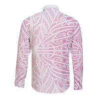 Pink New Zealand Puhoro Maori Tattoo Long Sleeve Button Shirt LT14 - Polynesian Pride