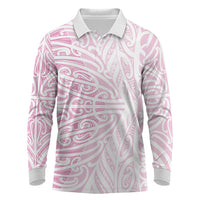 Pink New Zealand Puhoro Maori Tattoo Long Sleeve Polo Shirt LT14 Pink - Polynesian Pride
