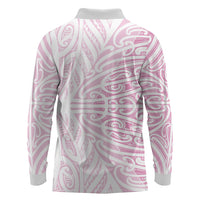 Pink New Zealand Puhoro Maori Tattoo Long Sleeve Polo Shirt LT14 - Polynesian Pride