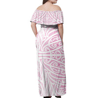 Pink New Zealand Puhoro Maori Tattoo Off Shoulder Maxi Dress LT14 - Polynesian Pride