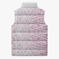 Pink New Zealand Puhoro Maori Tattoo Sleeveless Puffer Jacket LT14 - Polynesian Pride