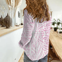 Pink New Zealand Puhoro Maori Tattoo Women Casual Shirt LT14 - Polynesian Pride
