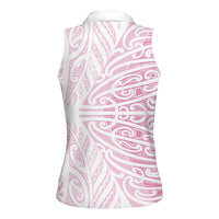 Pink New Zealand Puhoro Maori Tattoo Women Sleeveless Polo Shirt LT14 - Polynesian Pride