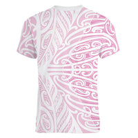 Pink New Zealand Puhoro Maori Tattoo Women V-Neck T-Shirt LT14 - Polynesian Pride