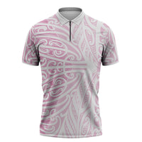 Pink New Zealand Puhoro Maori Tattoo Zipper Polo Shirt LT14 Pink - Polynesian Pride
