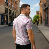 Pink New Zealand Puhoro Maori Tattoo Zipper Polo Shirt LT14 - Polynesian Pride