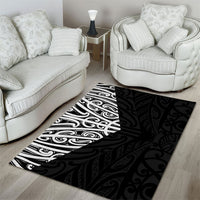 Black New Zealand Puhoro Maori Tattoo Area Rug LT14 - Polynesian Pride