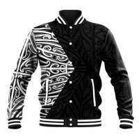 Black New Zealand Puhoro Maori Tattoo Baseball Jacket LT14 Unisex Black - Polynesian Pride
