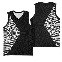 Black New Zealand Puhoro Maori Tattoo Basketball Jersey LT14 - Polynesian Pride