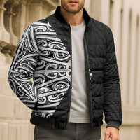 Black New Zealand Puhoro Maori Tattoo Bomber Puffer Jacket LT14 - Polynesian Pride