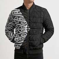 Black New Zealand Puhoro Maori Tattoo Bomber Puffer Jacket LT14 - Polynesian Pride