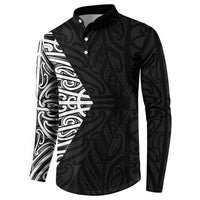 Black New Zealand Puhoro Maori Tattoo Button Sweatshirt LT14 - Polynesian Pride