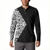 Black New Zealand Puhoro Maori Tattoo Button Sweatshirt LT14 - Polynesian Pride