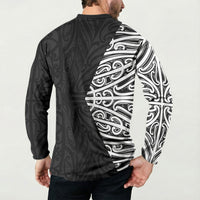 Black New Zealand Puhoro Maori Tattoo Button Sweatshirt LT14 - Polynesian Pride