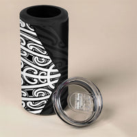 Black New Zealand Puhoro Maori Tattoo 4 in 1 Can Cooler Tumbler LT14 - Polynesian Pride