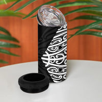 Black New Zealand Puhoro Maori Tattoo 4 in 1 Can Cooler Tumbler LT14 - Polynesian Pride