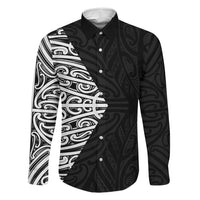 Black New Zealand Puhoro Maori Tattoo Family Matching Long Sleeve Bodycon Dress and Hawaiian Shirt LT14 Daughter's Dress Black - Polynesian Pride