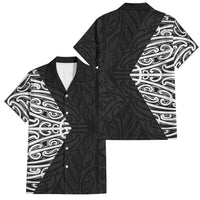 Black New Zealand Puhoro Maori Tattoo Family Matching Off The Shoulder Long Sleeve Dress and Hawaiian Shirt LT14 Dad's Shirt - Short Sleeve Black - Polynesian Pride