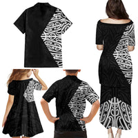 Black New Zealand Puhoro Maori Tattoo Family Matching Puletasi and Hawaiian Shirt LT14 Mom's Dress Black - Polynesian Pride