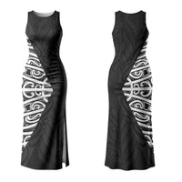 Black New Zealand Puhoro Maori Tattoo Family Matching Tank Maxi Dress and Hawaiian Shirt LT14 Mom's Dress Black - Polynesian Pride