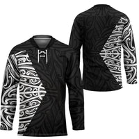 Black New Zealand Puhoro Maori Tattoo Hockey Jersey LT14 - Polynesian Pride