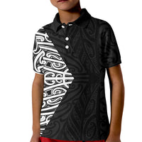 Black New Zealand Puhoro Maori Tattoo Kid Polo Shirt LT14 Kid Black - Polynesian Pride