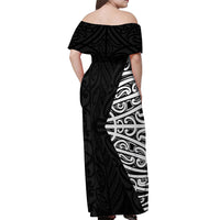 Black New Zealand Puhoro Maori Tattoo Off Shoulder Maxi Dress LT14 - Polynesian Pride