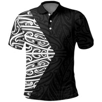 Black New Zealand Puhoro Maori Tattoo Polo Shirt LT14 Black - Polynesian Pride