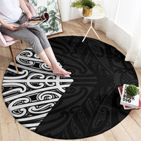 Black New Zealand Puhoro Maori Tattoo Round Carpet LT14 - Polynesian Pride