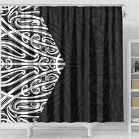 Black New Zealand Puhoro Maori Tattoo Shower Curtain LT14 - Polynesian Pride