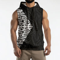 Black New Zealand Puhoro Maori Tattoo Sleeveless Hoodie LT14 - Polynesian Pride