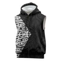Black New Zealand Puhoro Maori Tattoo Sleeveless Zip Hoodie LT14 Black - Polynesian Pride