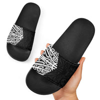 Black New Zealand Puhoro Maori Tattoo Slide Sandals LT14 - Polynesian Pride