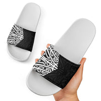 Black New Zealand Puhoro Maori Tattoo Slide Sandals LT14 - Polynesian Pride