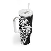 Black New Zealand Puhoro Maori Tattoo Tumbler With Handle LT14 - Polynesian Pride
