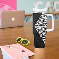 Black New Zealand Puhoro Maori Tattoo Tumbler With Handle LT14 - Polynesian Pride