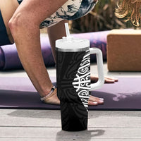 Black New Zealand Puhoro Maori Tattoo Tumbler With Handle LT14 - Polynesian Pride